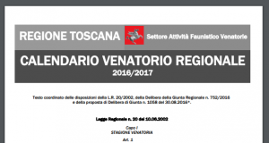 Toscana: Caccia, approvato il Calendario 2016-2017