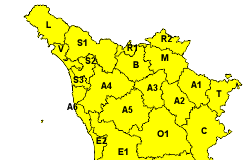 Meteo, codice giallo per temporali su tutta la Toscana